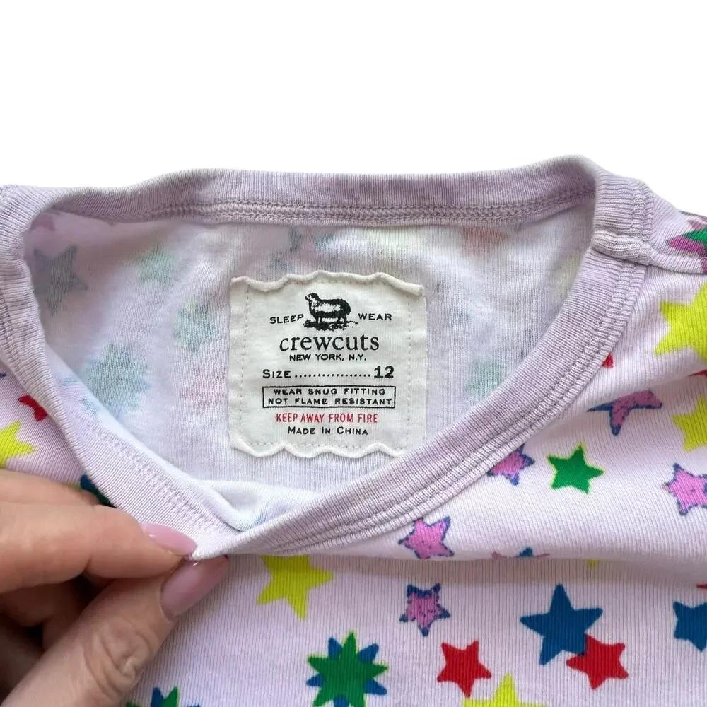 Crewcuts Pink Stars Long John Pajamas Size 12